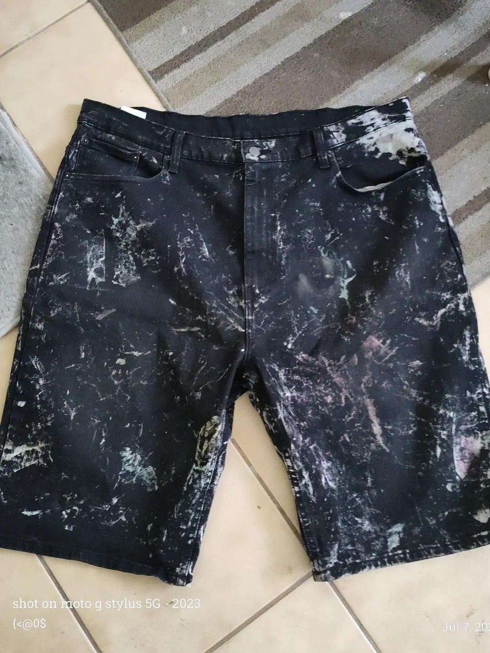 Levi's Black Paint-Splatter Jean Shorts